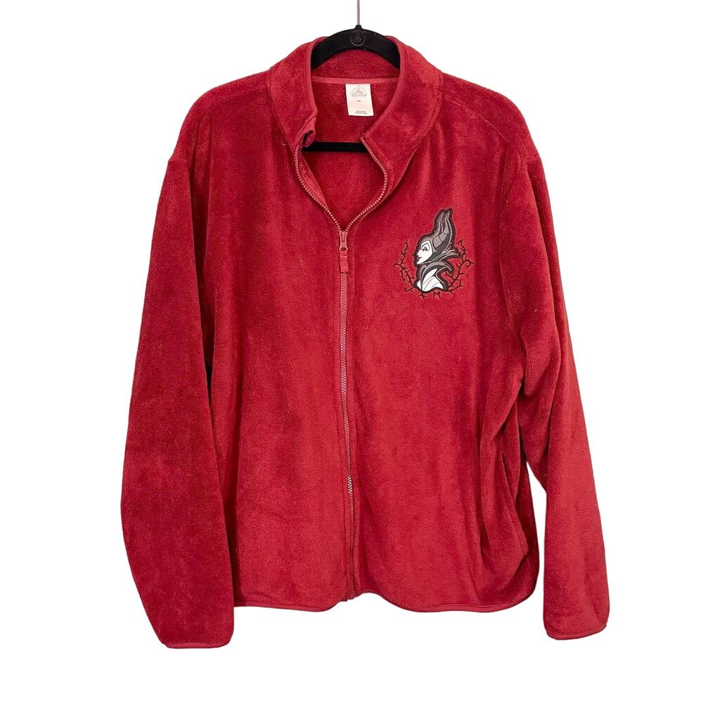 Disney Maleficent Fleece Jacket Size 2XL Red Full Zip Plush Cozy Warm Comfort
